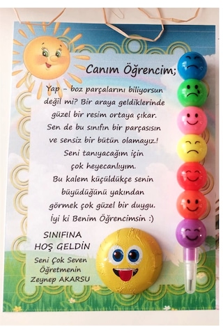 Farklı Market Öğretmen Öğrenci Hediyesi Hoş Geldin 7 Adet