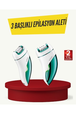 Hnrlıshp Profesyonel 3 İn 1 Epilasyon Cihazı Led Aydınlatmalı Suya Dalı Şarjlı Vgr Epilatör