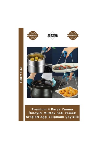 Premium 4 Parça Yanma Önleyici Mutfak Seti Yemek Araçları Aşçı Ekipmanı Çeyizlik Çok Renkli