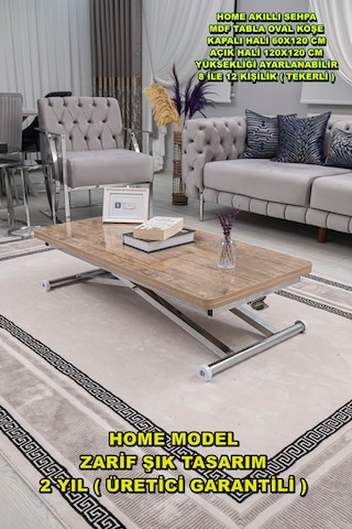 Home Üst Tabla Mdf Antiklayt Oval Köşe Alt Krom