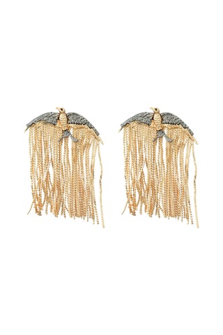 Geeksen Uçan Kuş Modeli Allüminyum Küpe - Altın Renkli, Kanatlı Ve Uzun Tasselli, Moda Aksesuarı Gold