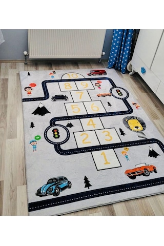Trafik Çocuk Oyun Halısı Kaymaz Makinede Yıkanabilir Eğitici Halı
