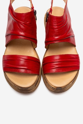 Luvishoes Lunas Kırmızı Hakiki Deri Yandan Fermuarlı Kadın Sandalet Kırmızı