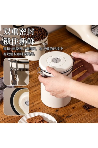 Folinda 1.8l Siyah 304 Paslanmaz Çelik Muhafaza Kavanozu, Kuru Gıda/çay/fıstık Saklama, Hava Emici Valf Ve Kaşık İçeren Taze Saklama Kutusu Diğer