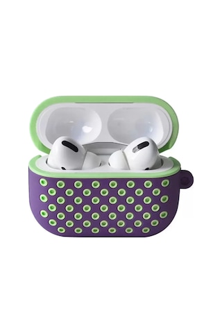Newface Apple Airpods Uyumlu Pro 2 2.nesil Spor Delikli Kılıf - Lila-yeşil