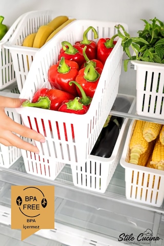 5'li Buzdolabı Içi Düzenleyici Dolap Içi Düzenleyici Organizer Beyaz