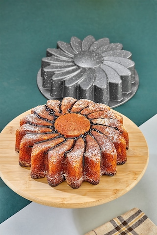 Polochef Yasemin Döküm Granit Kek Kalıbı Gri 26 Cm Gri