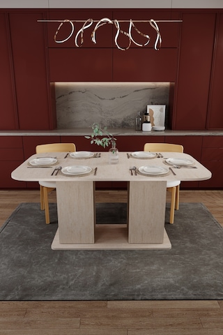 Modern Dolaplı 6 Kişilik Mutfak Yemek Masası %100 Mdf Mutfak Yemek Odası Masası Ym06 Sidon