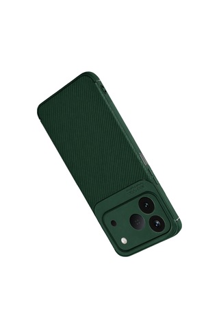 Tecno Spark 50 4g Uyumlu Kılıf Karbon Tasarım Kamera Korumalı Silikon Telefon Kılıfı Kapak Koyu Yeşil