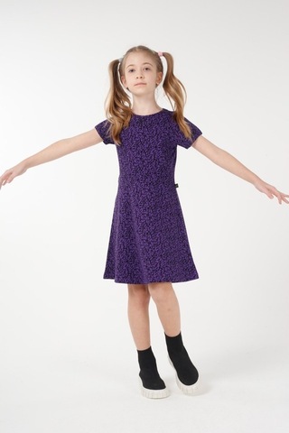 Brz Kids Metraj Baskılı Kısa Kollu Kız Çocuk Elbise Lila