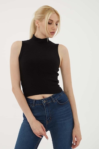 Fashion Friends 23k0064k1 Kadın Yarım Balıkçı Triko Bluz 23K0064K1-R1534 Siyah