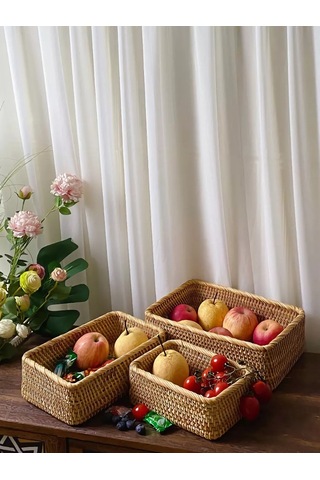 Home Set Meyveler İçin Örgülü Sepet 192893127 Kahverengi