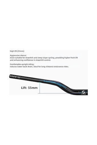Lunje 78 Cm 55 Rise Açılı Alüminyum 31,8mm Mtb Freeride Gidon Bisiklet Gidonu Direksiyonu Siyah Renk