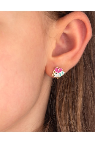 925 Ayar Gümüş Sevimli Arı Çocuk Küpesi