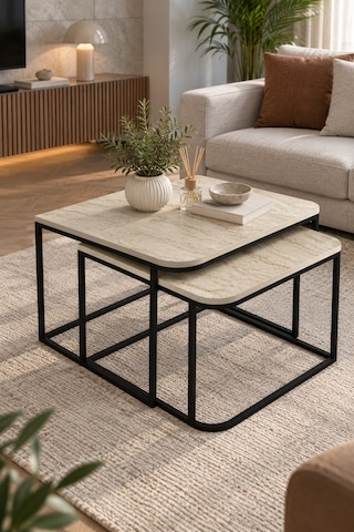 Sulorahome Damla İkili Orta Sehpa Seti Atlantik Çam Desenli Sulorahome Damla İkili Orta Sehpa Seti Atlantik Çam Desenli