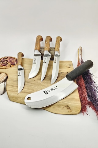 Sürmene 5 Parça Pro Satır Bıçak Set Kahverengi - Siyah