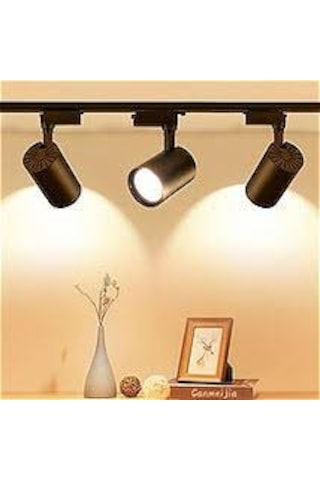 3'lü Hareketli Led Ray Spot + 1 Metre Ray Siyah Kasa Günışığı
