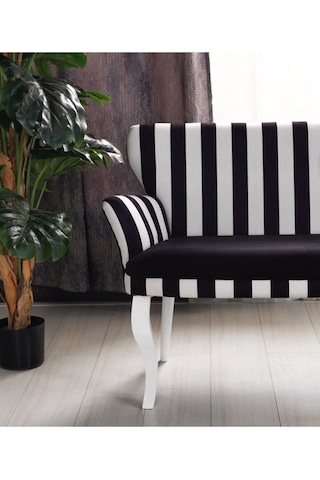 Enfiga Çay Seti Koltuk 2+1+1 Kollu Zebra Desen Siyah Beyaz Salon Kafe Balkon Otel Ofis Berjer Ikili Çok Renkli
