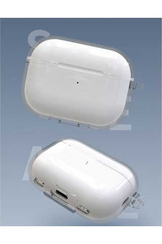 Apple Uyumlu AirPods Pro 2 Kılıf Şeffaf Sert Silikon Kancalı İp Sf16