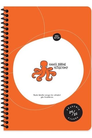 Keskin Color A5 Spiralli Akademik Ajanda - Hangi Birine Yetişeyim Turuncu