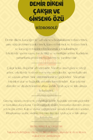 Demir Dikeni, Çakşır Ve Ginseng Özü Hidrosolü 250 Ml