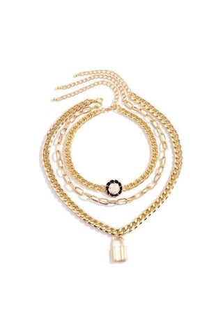 Retro Küçük Kokulu Rüzgar Kamelya Metal Zincir Kolye Avrupa Ve Amerikan Moda Çapraz Hollow Kilit Boyun Düğün Kolye Zincir Kolyeler Altın - Beyaz