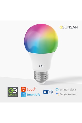 Günsan Akıllı Wifi Led Ampul Rgb Çok Renkli Tuya Ve Smart Life Uygulama Destekli 9w 2700k-6500k Ayarlanabilir Rgb - Ayarlanabilir Renk Sıcaklığı Ve Parlaklık