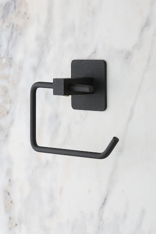 Multistore Kare Yapışkanlı Siyah Açık Tuvalet Kağıtlığı Wc Kağıtlık Tutucu Siyah