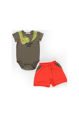 Denokids Denokids Baby Tersten Dino Takım Kırmızı - Yeşil