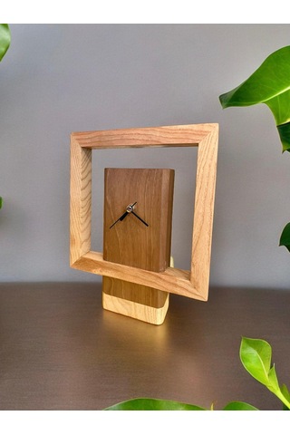 El Yapımı Ceviz Ve Kayın Ağacı Ahşap Masa Saati