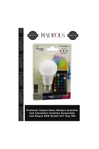 Premium Yaşam Alanı Modern Armatür Işık Çözümleri Uzaktan Kumandalı Led Ampul Rgb Renkli E27 Duy 9w