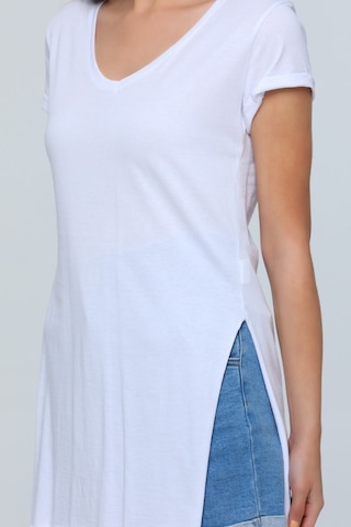 Winmoda34 Yırtmaçlı Tshirt Beyaz