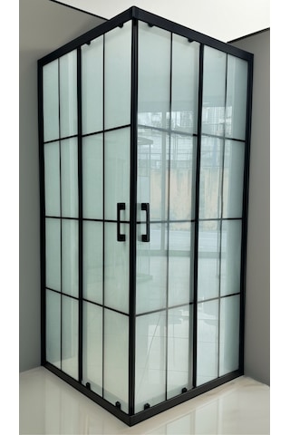 Durul Duşakabin Kare Siyah Çizgi 5Mm Buzlu Siyah