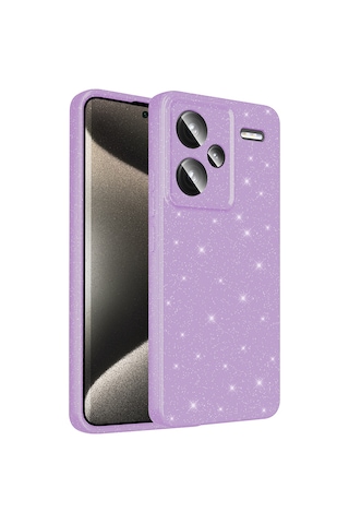 Noktaks - Xiaomi Uyumlu Xiaomi Redmi Note 13 Pro Plus 5g - Kılıf Kamera Korumalı Simli Lüks Koruyucu Koton Kapak - Lila T36791 Lila