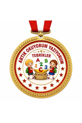 Artık Okuyorum Yazıyorum Tebrikler Madalyası - Dijital Baskılı 1. Kalite Madalya Altın Artık Okuyorum Yazıyorum Tebrikler Madalyası - Dijital Baskılı 1. Kalite Madalya Altın