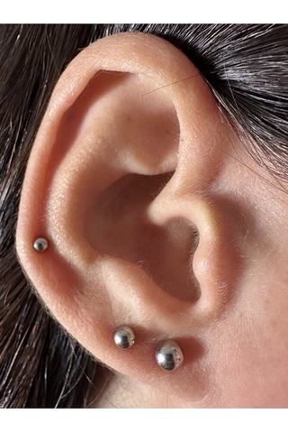 Cerrahi Çelik Üç Çift Top Küpe Gümüş Renk Üç Farklı Boy