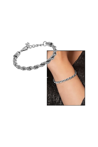 Silver Renk Çelik Kadın Halat Zincir Bileklik Çelik