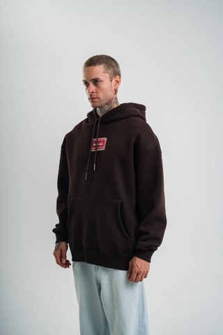 Mbb E-ticaret Erkek Nakışlı Kapüşonlu Oversize 3 İplik Pamuklu Sweatshirt Hoodie - Siyah
