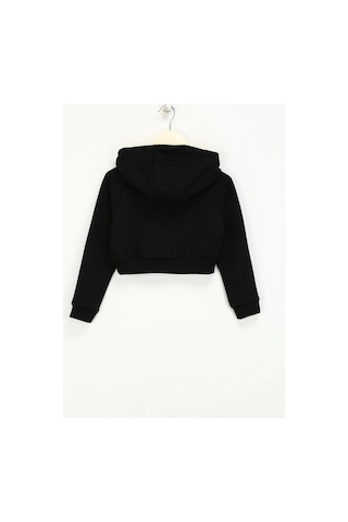 Haribo Siyah Kız Çocuk Kapüşonlu Cropped Fit İşlemeli Sweatshirt Hrbtxt311 Siyah