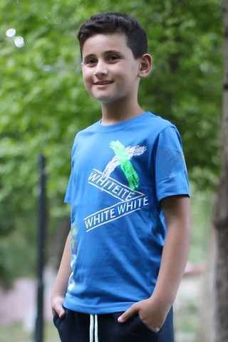 Fyk Kids Yuvarlak Yaka Baskılı Sıfır Yaka T-shirt Mavi