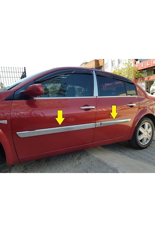 Renault Megane 2 Uyumlu 2002-2010 Krom Yan Kapı Çıtası 4 Parça Paslanmaz Çelik