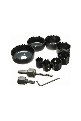 11 Parça Panç Seti Ahşap Demir Ağaç Delme Delik Açma Testere Seti