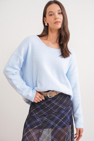 6901 Kadın Yumuşak Dokulu Basic Kazak Bebe Mavi Bebe Mavi