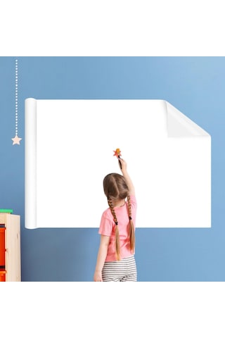 Dolıty Kuru Silme Tahta Etiket Çocuk Odası Duvar Masası 60cmx5m-beyaz