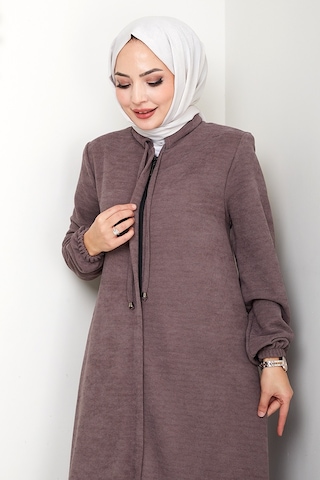 Şönil Gizli Fermuarlı Ferace 1628 - Açık Kahve Açık Kahverengi