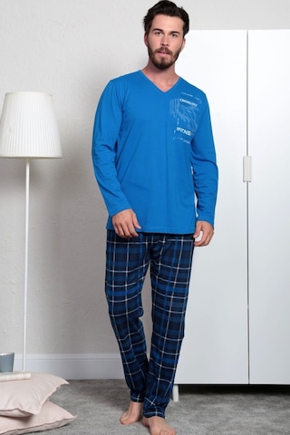 Gazzaz Erkek Uzun Kol Cepli V Yaka Pijama Takım 3286S