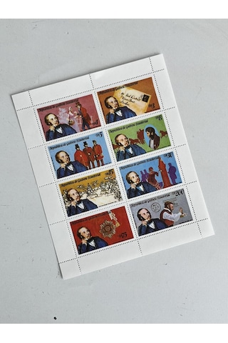 Sir Rowland Hill Londra Temalı Ekvator Ginesi Damgasız 8'li Blok Pul