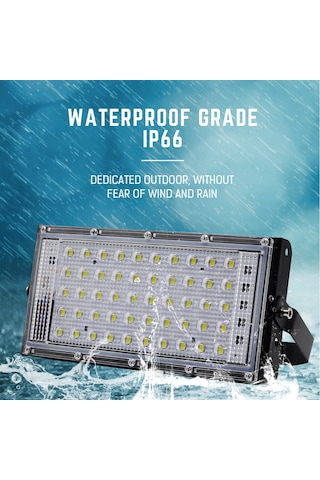 Gajeena Rgb Led Projeksiyon Lambası 50w Ip66 Su Geçirmez Dış Mekan Işığı 6500k Soğuk Beyaz Pil Yok Serin Beyaz