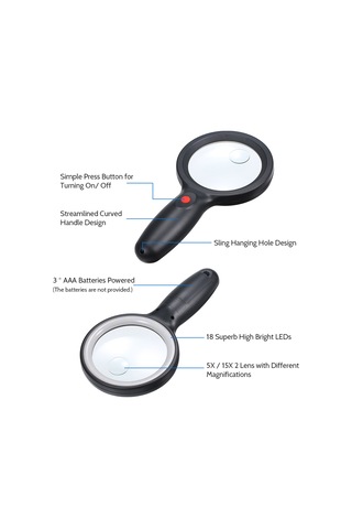 Tomshine Dc4.5v 1 W 18 Led Tutamak Büyüteç Lamba 5x Siyah