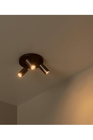 Siyah Kahve Üçlü Metal Spot Avize Gu10 Led Hareketli Başlık Moder